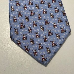 Blue Battistoni tie with dog design